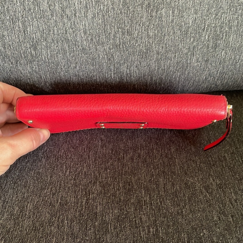 Kate Spade continental large wallet purse in coral red zip around - Picture 3 of 10